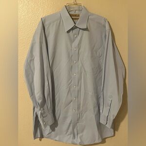 Roundtree & Yorke Gold Label Dress Shirt Mens Light Blue 100% Cotton Non Iron